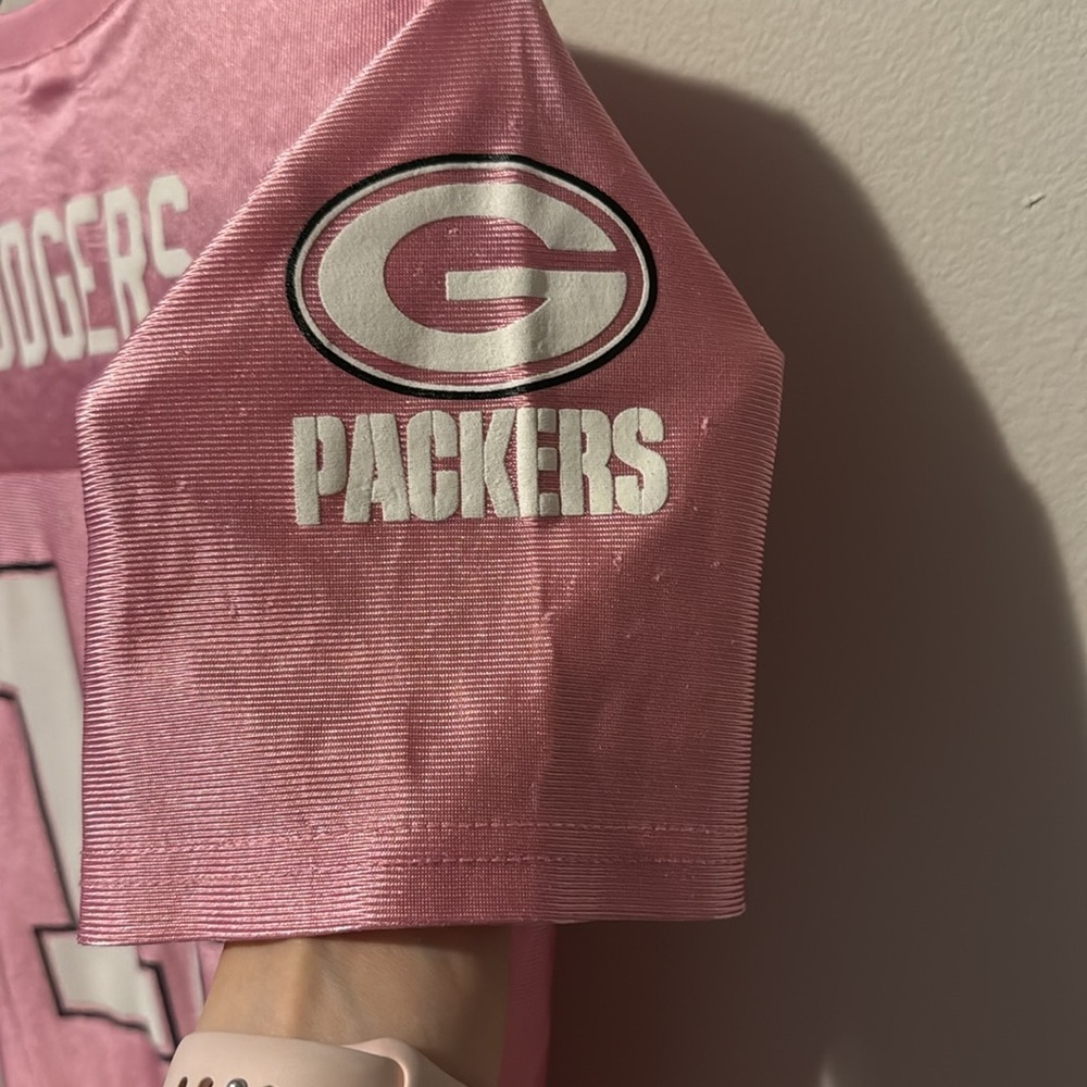 NFL Players Jersey Pink Aaron Rogers Packers Women’s Large #12 Sports Football - Picture 5 of 13